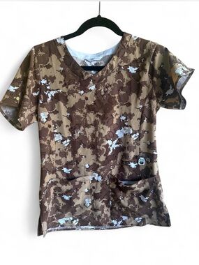 Carhartt Kids Short Sleeve V-Neck Top - Brown Camouflage